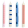 Pattern candle set of 4 - pink, red and blue - HAY