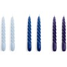 set de 6 bougies Twist - bleu clair, bleu et violet - HAY