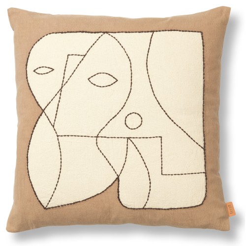 Housse de coussin Figure - taupe foncé / blanc cassé - Ferm Living