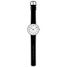 Ø40mm - bracelet cuir noir / fond blanc / cadre métal brossé - montre Station