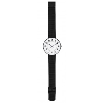 Ø40mm - black mesh strap / white dial / brushed steel bezel - Station watch