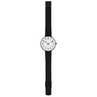 Ø34mm - black mesh strap / white dial / brushed steel bezel - Station watch