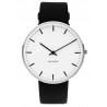 City Hall watch - Ø40mm - brushed steel/white, black leather strap