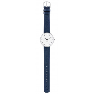 City Hall watch - Ø34mm - brushed steel bezel/white, navy blue leather