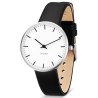 City Hall watch - Ø34mm - brushed steel/white, black leather strap