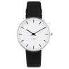 City Hall watch - Ø34mm - brushed steel/white, black leather strap