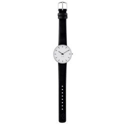 City Hall watch - Ø34mm - brushed steel/white, black leather strap