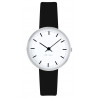 City Hall watch - Ø30mm - brushed steel/white, black leather strap