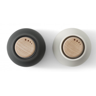 ash, carbon / beech lid - set of 2 Bottle Grinders Small