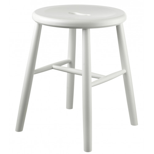 Tabouret J27 - hêtre peint en blanc