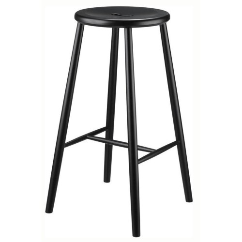 Tabouret de bar J27B - hauteur 75cm - hêtre peint en noir - FDB Møbler