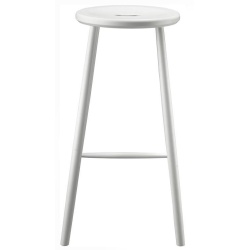 Tabouret de bar J27B - hauteur 75cm - hêtre peint en blanc - FDB Møbler