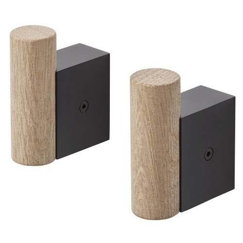 Set of 2  Attach hook - Oak / black - Muuto