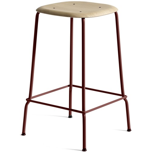 HAY - oak / Fall red metal legs - Soft Edge 30 barstool - h. 65cm - HAY