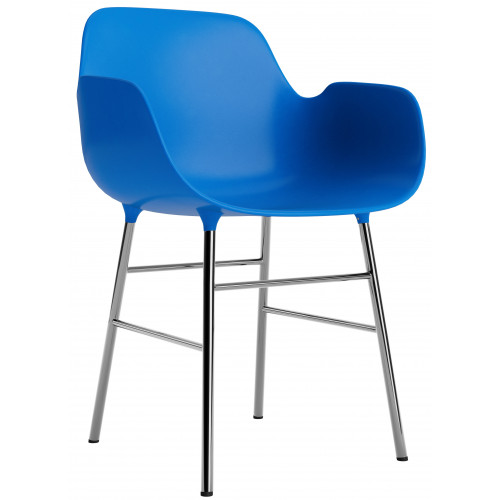 Bleu vif / chrome – Chaise Form avec accoudoirs - Normann Copenhagen