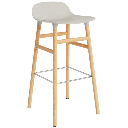 Tabouret de bar Form, pieds bois – Gris clair + Chêne - Normann Copenhagen