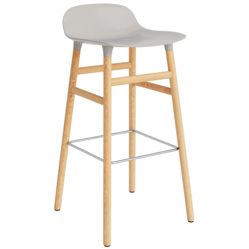 Form Barstool, wood legs – Warm grey + Oak - Normann Copenhagen