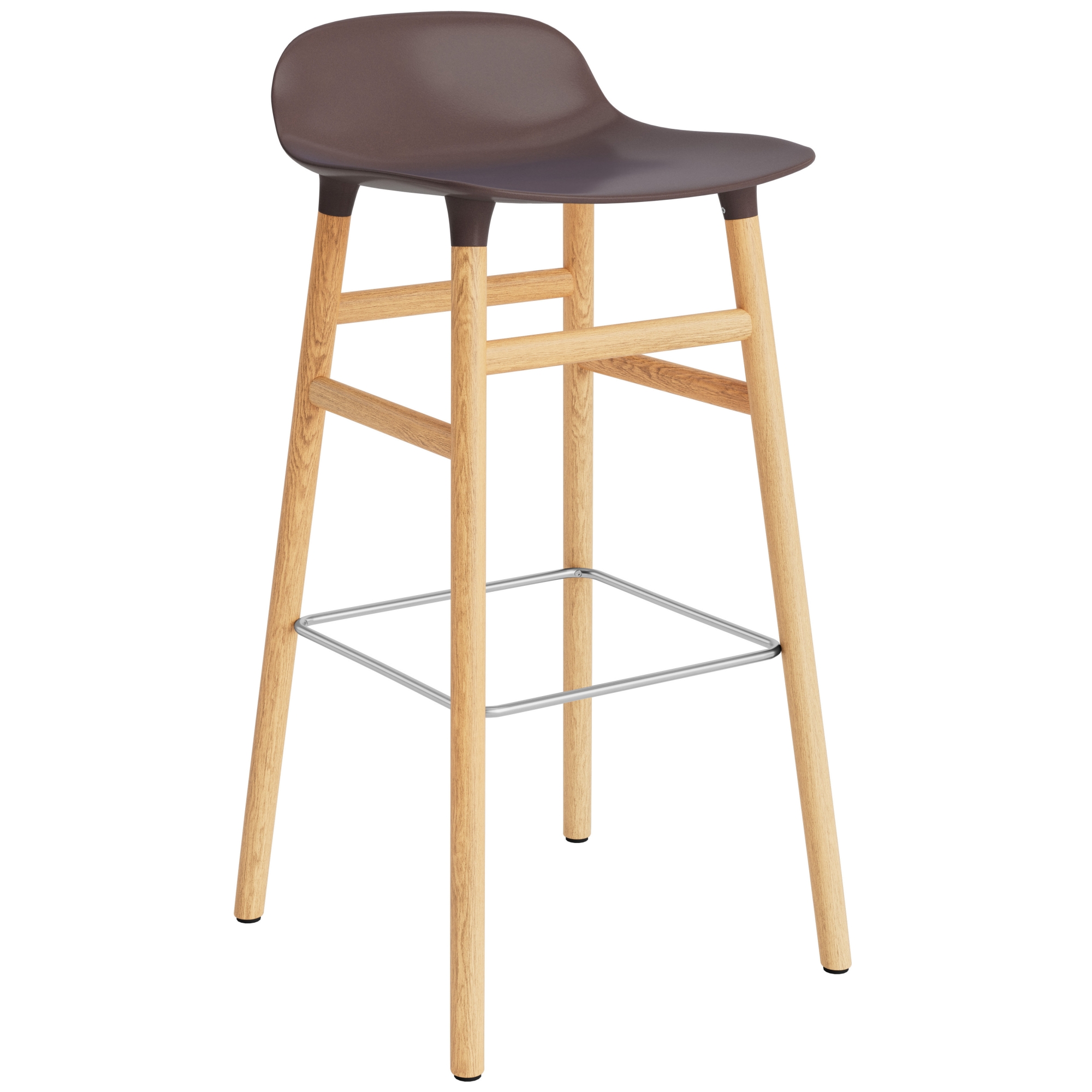 Form Barstool, wood legs – Brown + Oak - Normann Copenhagen