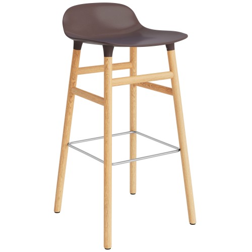 Tabouret de bar Form, pieds bois – Marron + Chêne - Normann Copenhagen