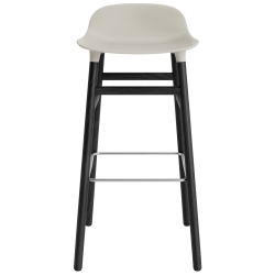 Tabouret de bar Form, pieds bois – Gris clair + Chêne peint en noir - Normann Copenhagen