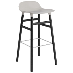 Tabouret de bar Form, pieds bois – Gris chaud + Chêne peint en noir - Normann Copenhagen