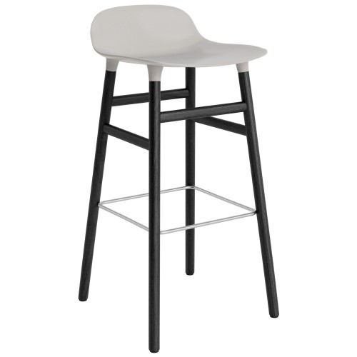 Tabouret de bar Form, pieds bois – Gris chaud + Chêne peint en noir - Normann Copenhagen