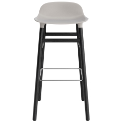 Tabouret de bar Form, pieds bois – Gris chaud + Chêne peint en noir - Normann Copenhagen