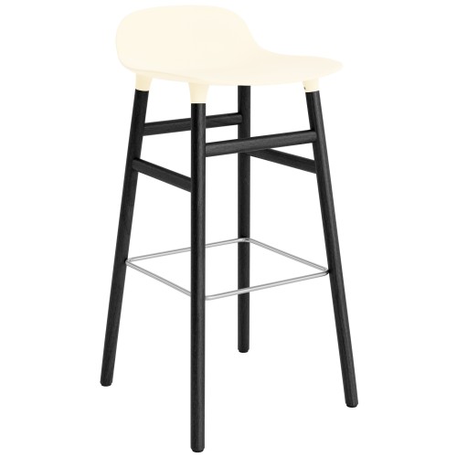 Tabouret de bar Form, pieds bois – Crème + Chêne peint en noir - Normann Copenhagen