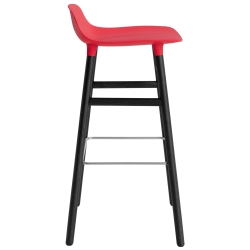 Tabouret de bar Form, pieds bois – Rouge vif + Chêne peint en noir - Normann Copenhagen