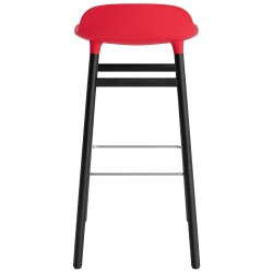 Tabouret de bar Form, pieds bois – Rouge vif + Chêne peint en noir - Normann Copenhagen