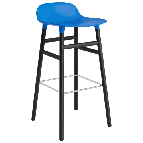 Form Barstool, wood legs – Bright blue + Black lacquered oak - Normann Copenhagen