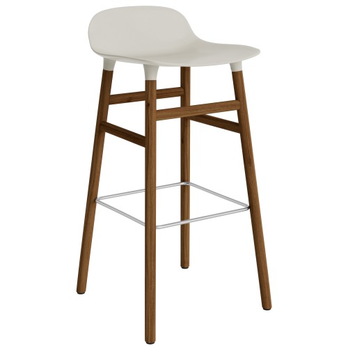 Form Barstool, wood legs – Light grey + Walnut - Normann Copenhagen