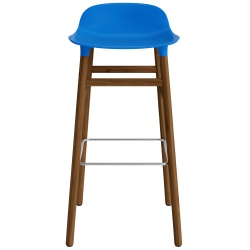 Form Barstool, wood legs – Bright blue + Walnut - Normann Copenhagen