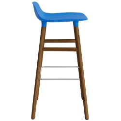 Form Barstool, wood legs – Bright blue + Walnut - Normann Copenhagen