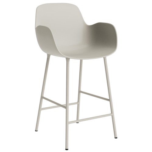 Chaise de bar avec accoudoirs Form - Gris clair - 65 cm ou 75 cm - Normann Copenhagen