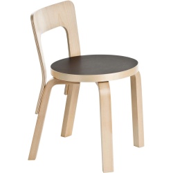 Chaise N65 – Bouleau vernis naturel + Linoléum noir - Artek