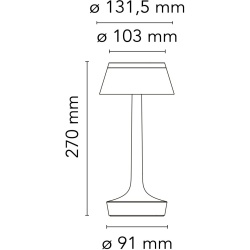 Bon Jour Unplugged cordless lamp – Matt chrome – Without crown - Flos