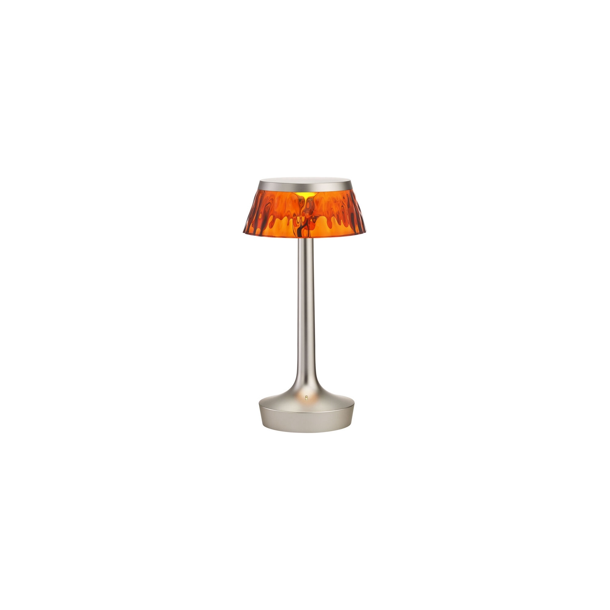 Bon Jour Unplugged cordless lamp – Matt Chrome – Amber crown - Flos