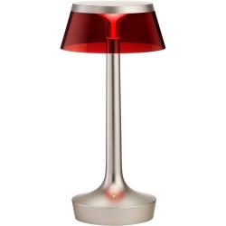 Lampe sans fil Bon Jour Unplugged – Chromé mat – Couronne Rouge - Flos