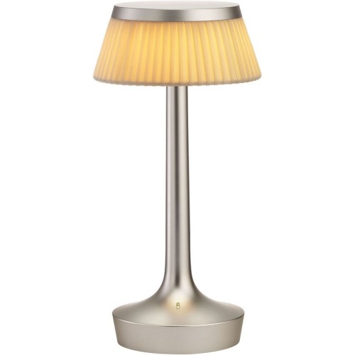 Bon Jour Unplugged cordless lamp – Matt Chrome – Fabric crown - Flos