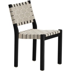 bouleau noir + tressage naturel/noir - chaise 611 - Artek