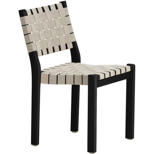 bouleau noir + tressage naturel/noir - chaise 611 - Artek