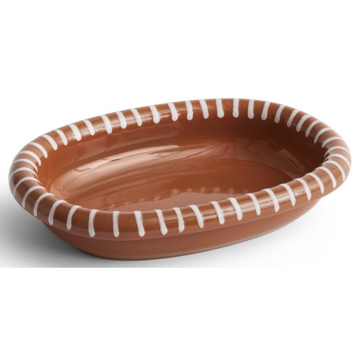 Oval dish Barro S - Natural with stripes - HAY