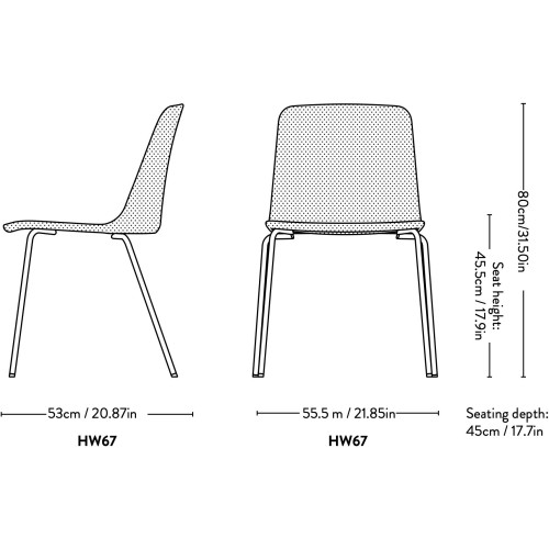 Chaise Rely HW67 (Sans coussin d'assise) - &Tradition