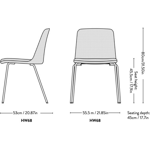 Chaise Rely HW68 / HW69 (Avec coussin d'assise) - &Tradition