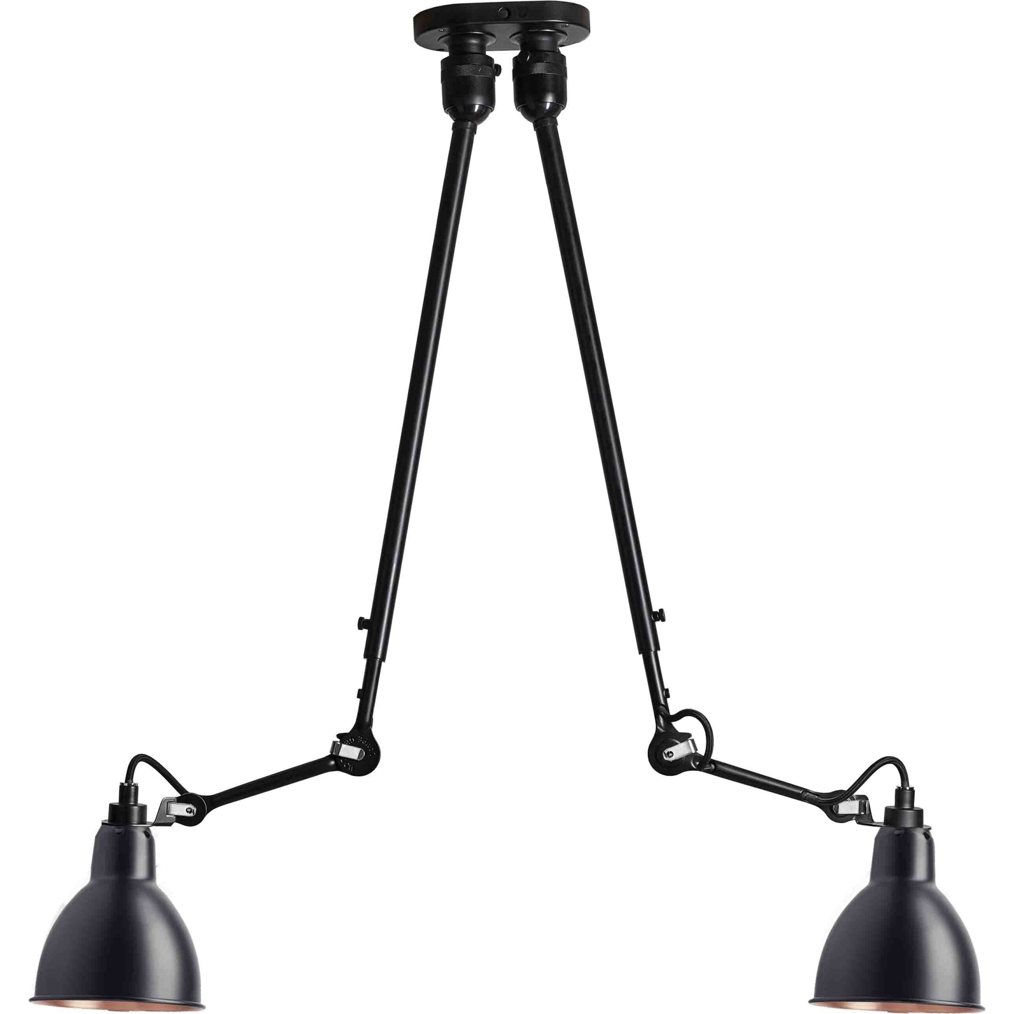 black / round black, copper inside - Gras 302 double - ceiling lamp - DCW éditions