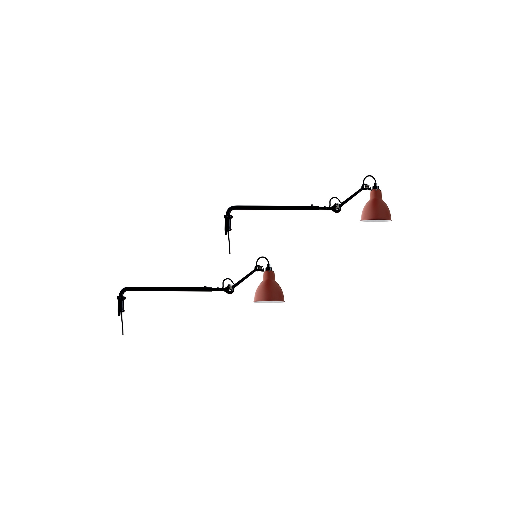 SOLD OUT - black / round red - Gras 203 - wall lamps Duo Pack - DCW éditions