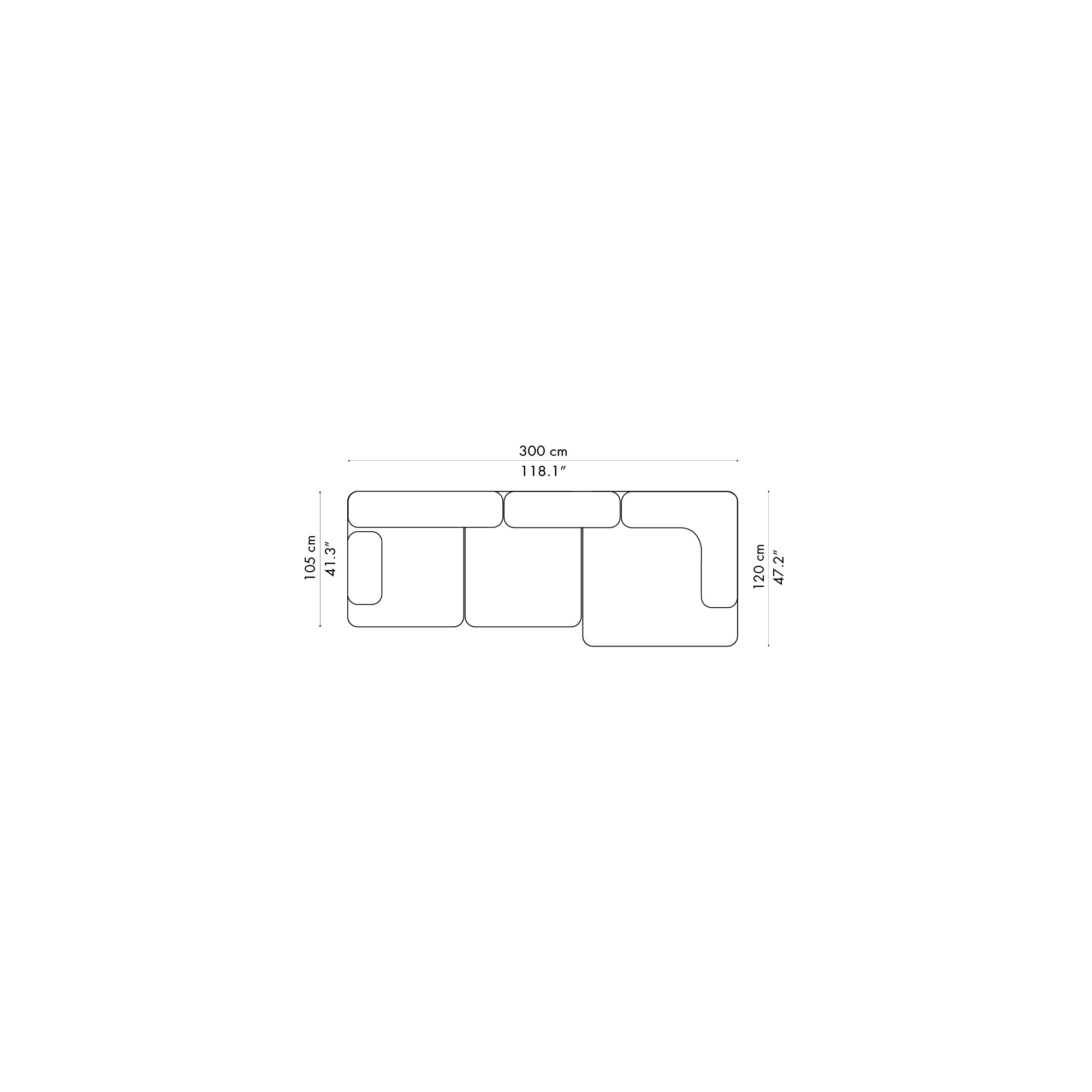 Canapé Alphabet – 3 places – PL300-2 - Fritz Hansen