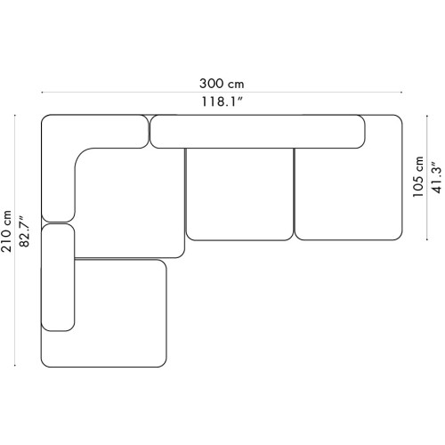 Canapé Alphabet – 4 places – PL300-3 - Fritz Hansen