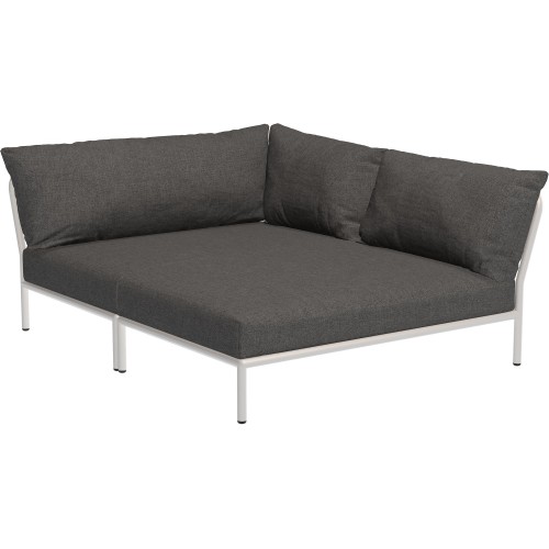 canapé Level 2 – cozy corner droit – tissu Basic gris foncé (98) + base blanc écru (43) – Houe